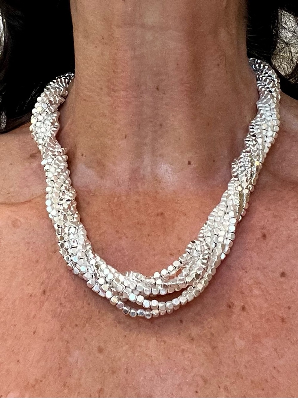 Silver and Pearl Beaded Necklace -  Women’s Jewelry